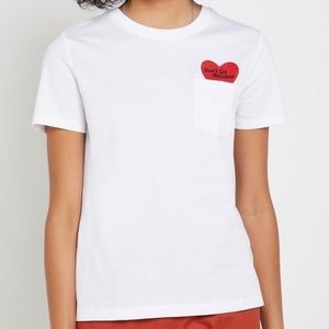 minimalist t-shirt stretchable single patch chest pocket heart preppy soft-girl 